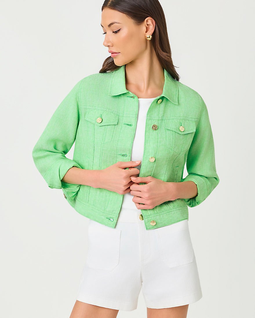 Lilly Pulitzer - Seaspray Linen Jacket - Jackfruit Green X Resort White