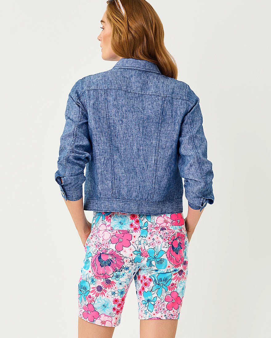 Lilly Pulitzer - Seaspray Linen Jacket - Starlight Navy X Resort White