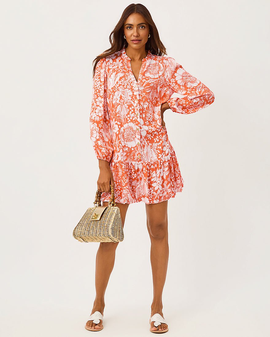 Lilly Pulitzer - Shaley Tunic Dress - Sunset Orange Budding Romance