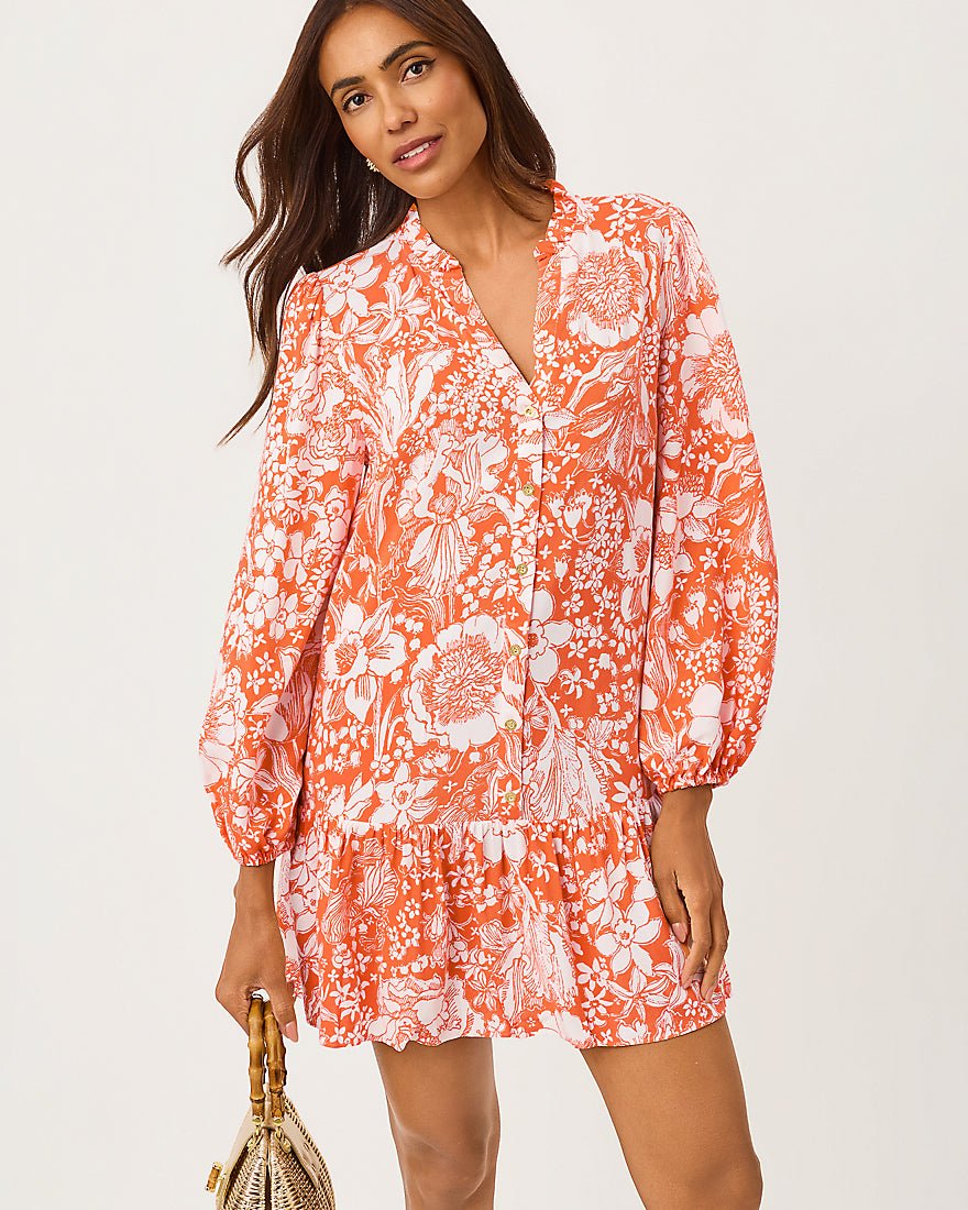 Lilly Pulitzer - Shaley Tunic Dress - Sunset Orange Budding Romance