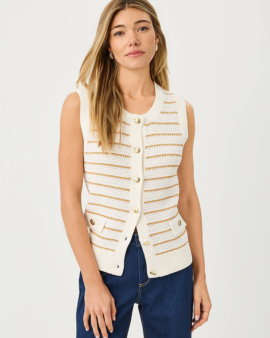 Lilly Pulitzer - Shayna Sweater Vest - Coconut Palm Tree Stripe