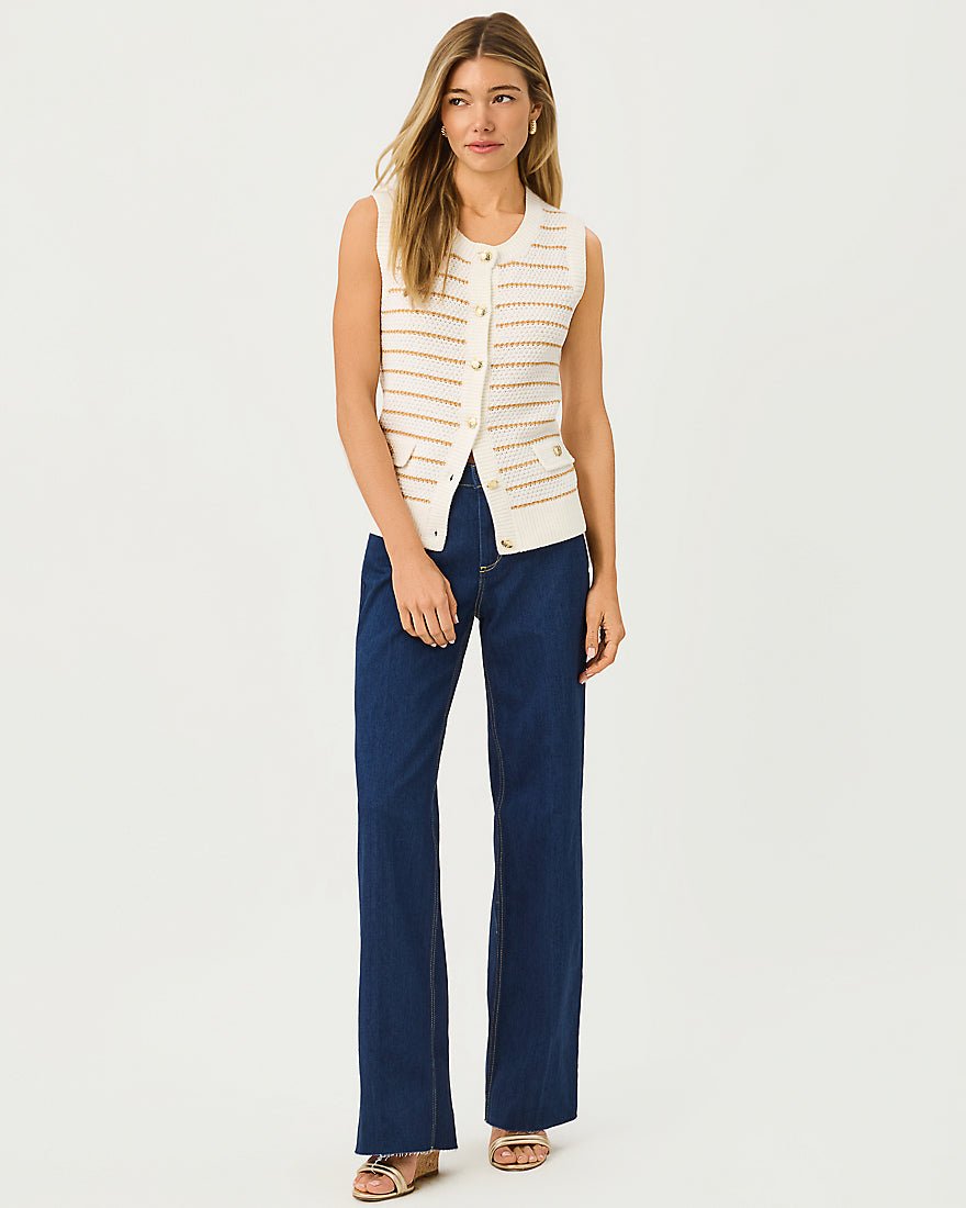 Lilly Pulitzer - Shayna Sweater Vest - Coconut Palm Tree Stripe