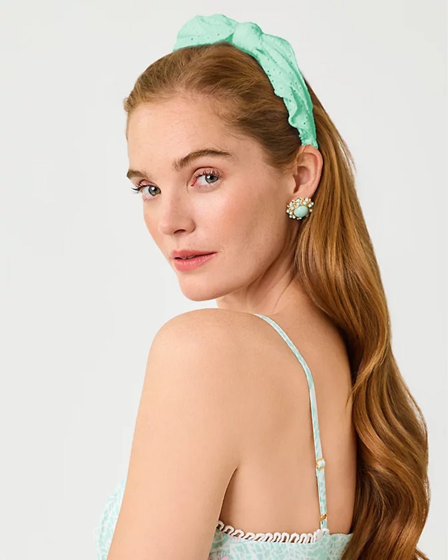 Lilly Pulitzer - Side Bow Knotted Eyelet Headband - Mint Condition