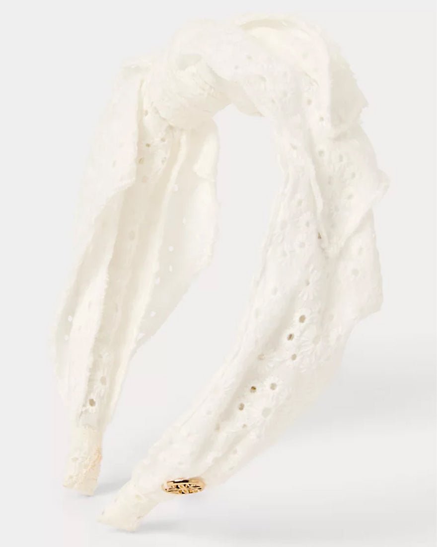 Lilly Pulitzer - Side Bow Knotted Eyelet Headband - Resort White