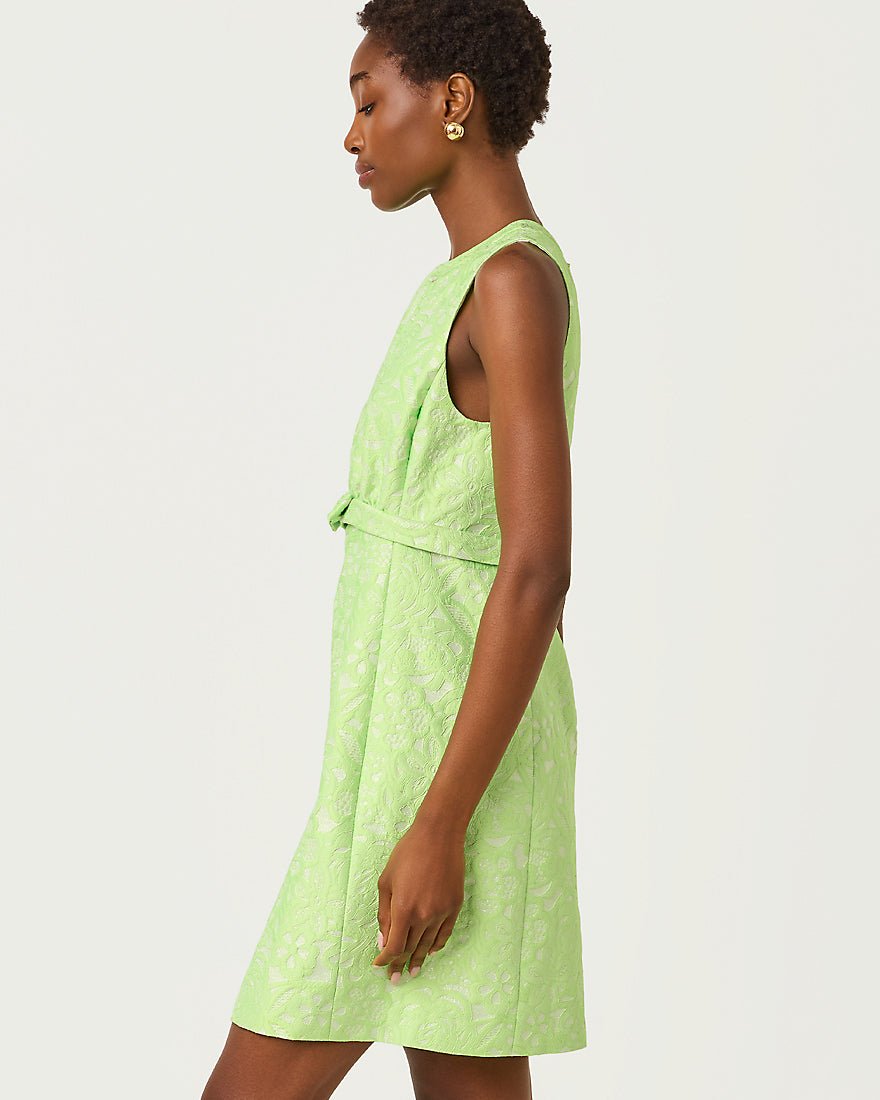 Lilly Pulitzer - Sobel Shift Dress - Pistachio Macaron Floral Cutwork Metallic Stripe