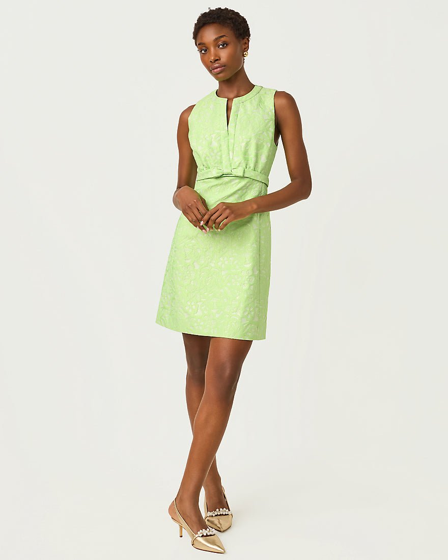 Lilly Pulitzer - Sobel Shift Dress - Pistachio Macaron Floral Cutwork Metallic Stripe