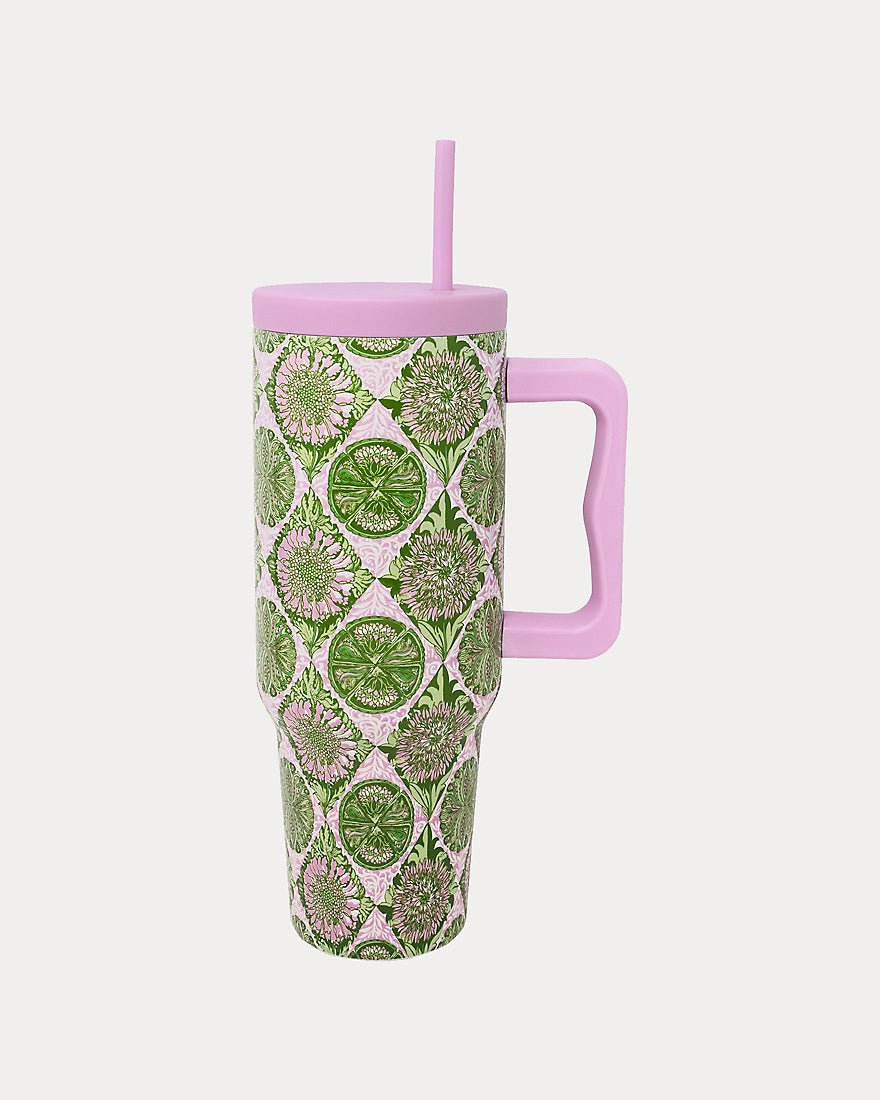 Lilly Pulitzer - Stainless Steel Tumbler - Oleander Pink Tropical Tiles