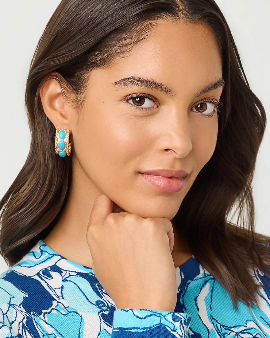 Lilly Pulitzer - Sunshine Grove Hoop Earrings - Turquoise Tide