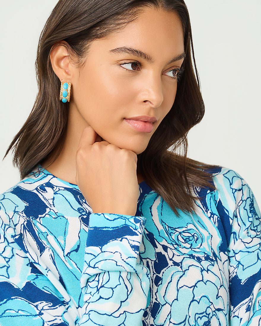 Lilly Pulitzer - Sunshine Grove Hoop Earrings - Turquoise Tide