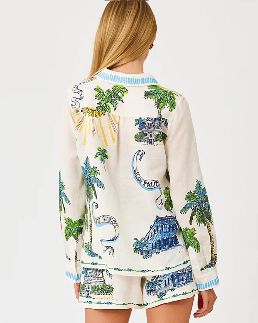 Lilly Pulitzer - Susana Button Down Top - Coconut Key West Toile