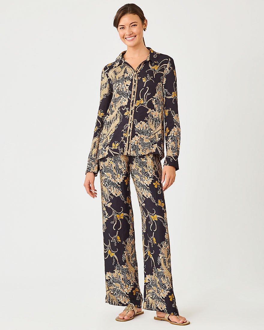 Lilly Pulitzer - Susana Button Down Top - Onyx Striped Safari