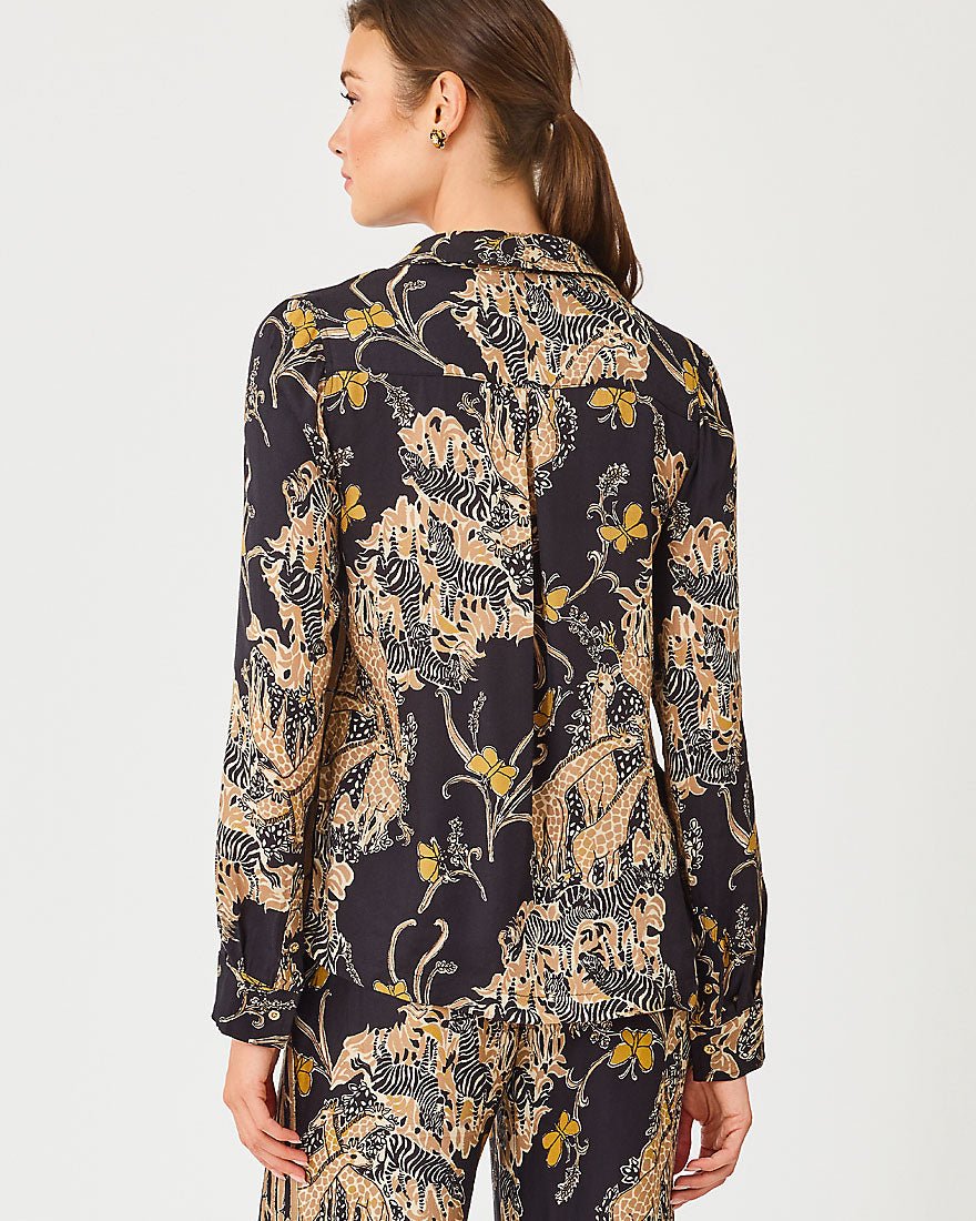 Lilly Pulitzer - Susana Button Down Top - Onyx Striped Safari