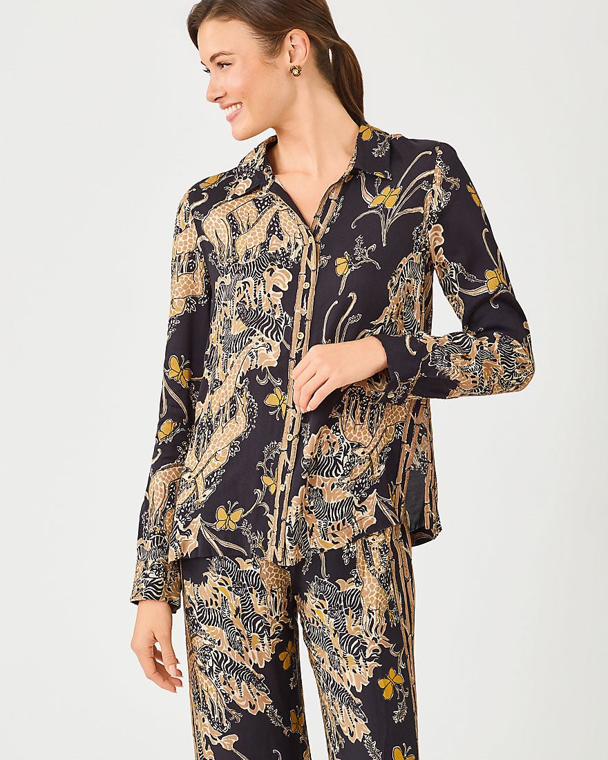 Lilly Pulitzer - Susana Button Down Top - Onyx Striped Safari