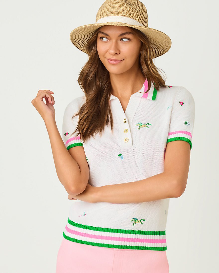 Lilly Pulitzer - Suzette Sweater - Resort White Derby Ditsy Embroidery