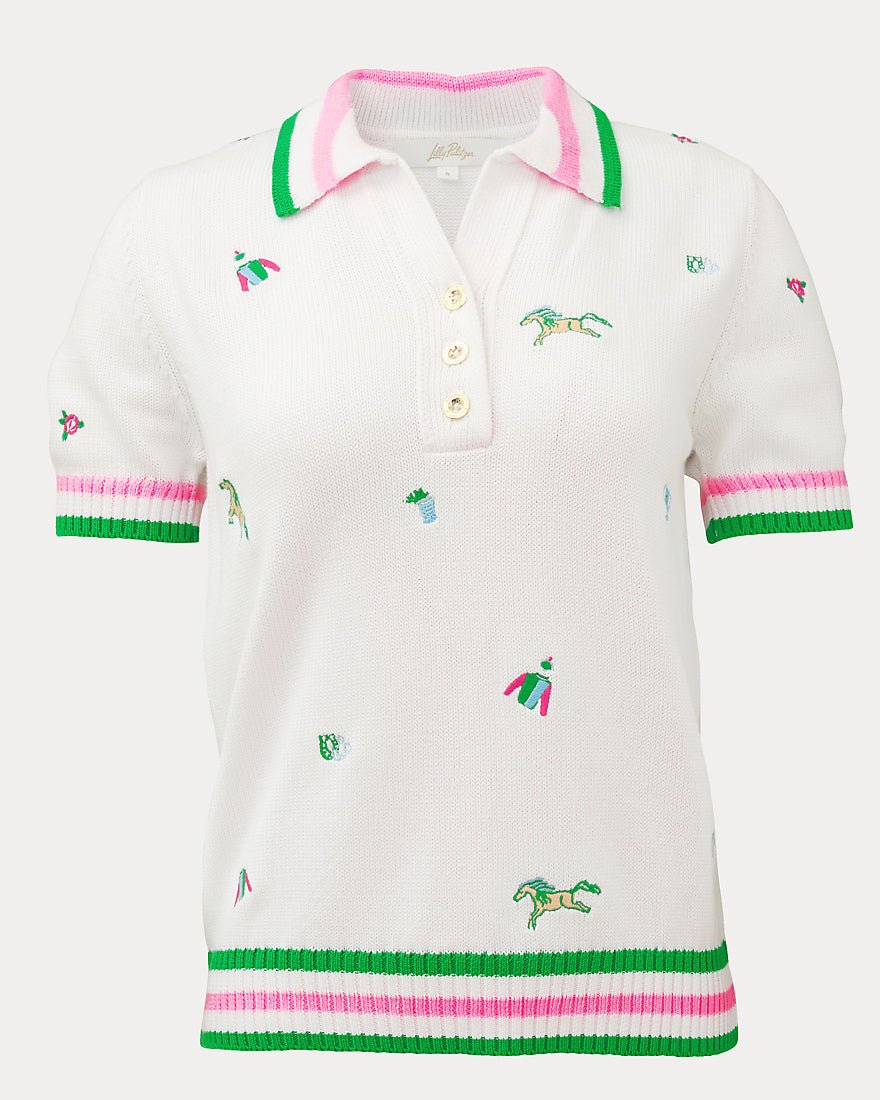 Lilly Pulitzer - Suzette Sweater - Resort White Derby Ditsy Embroidery
