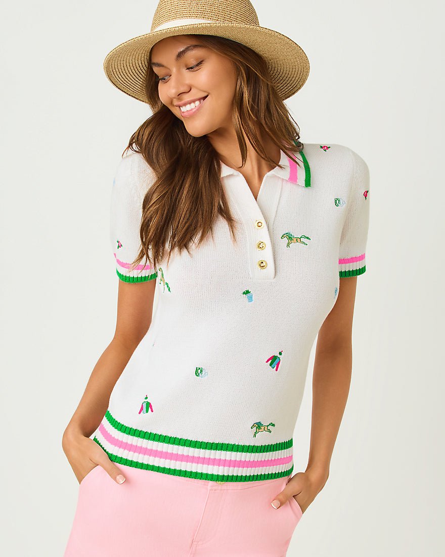 Lilly Pulitzer - Suzette Sweater - Resort White Derby Ditsy Embroidery