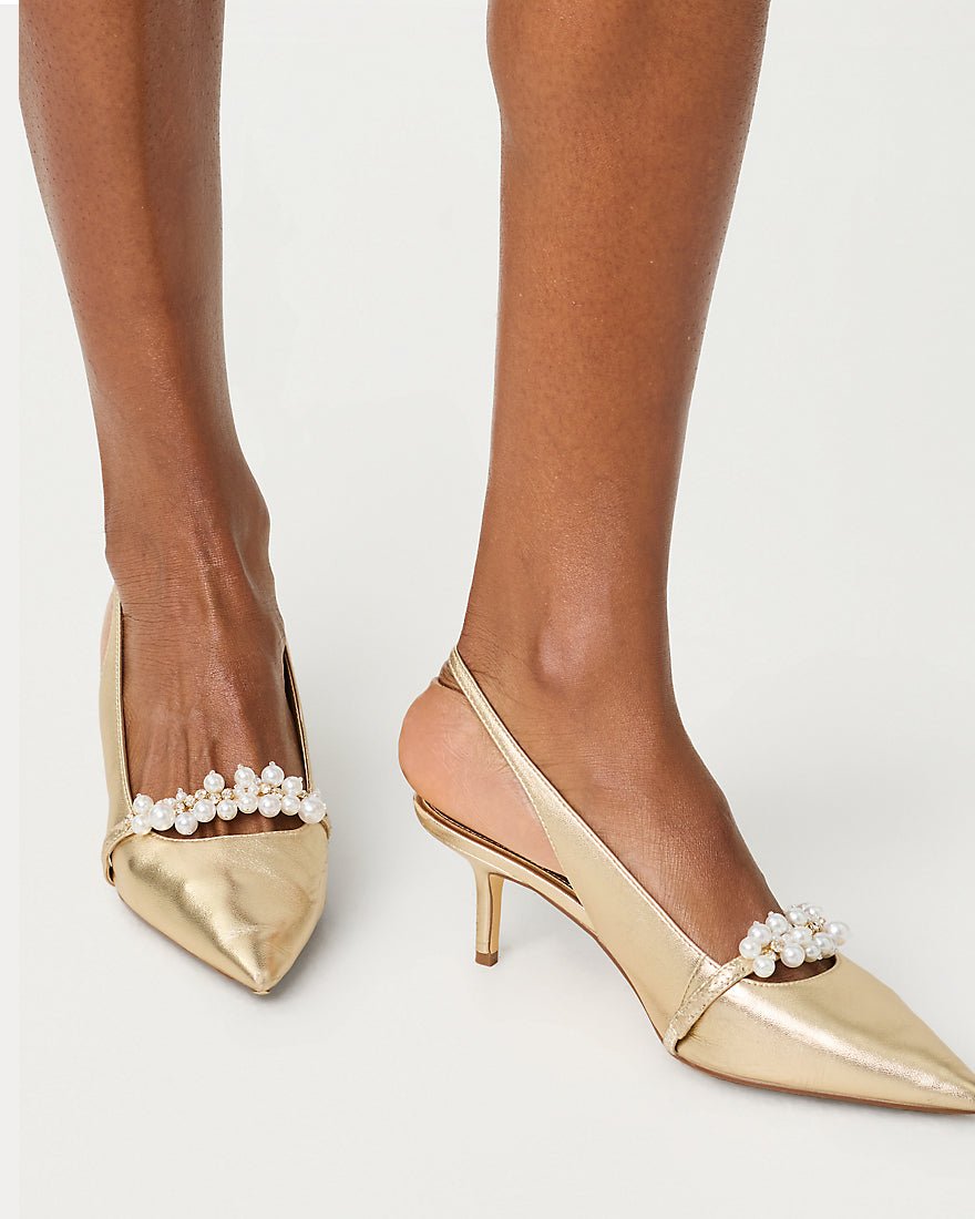 Lilly Pulitzer - Tamara Pearl Kitten Heel - Gold Metallic