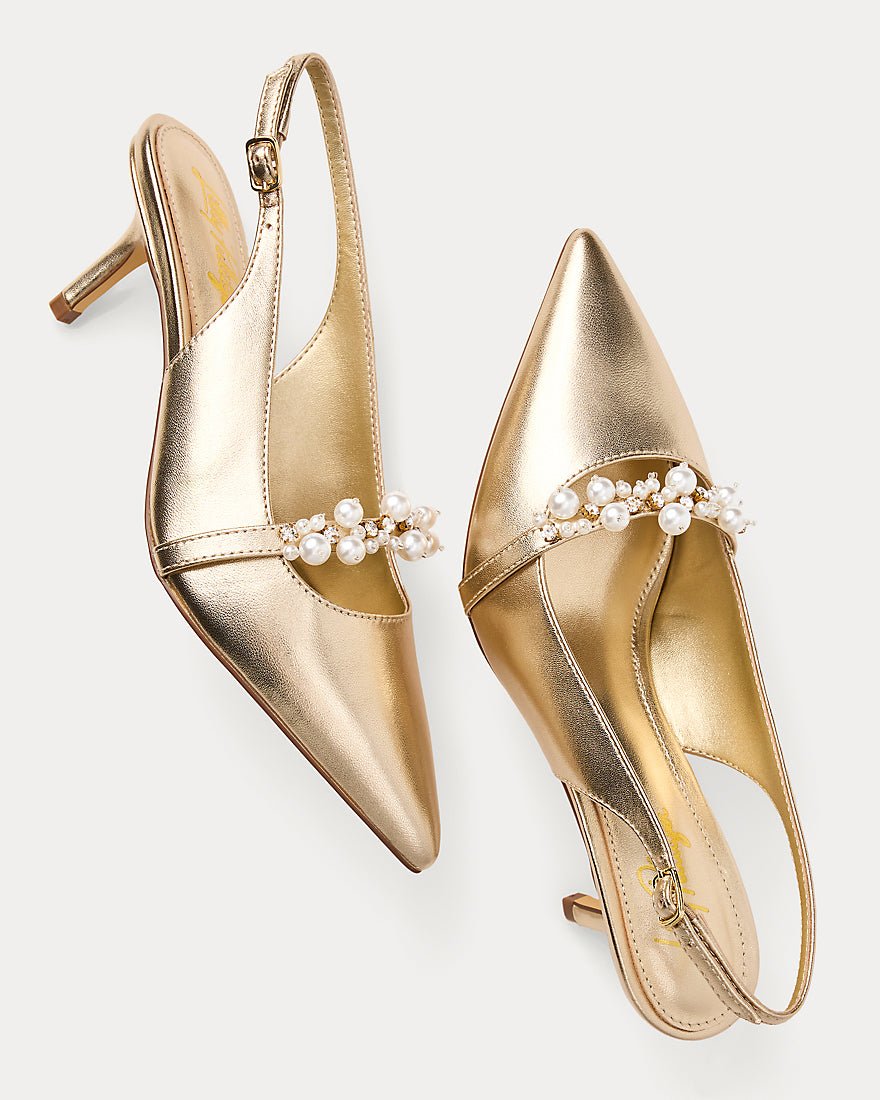 Lilly Pulitzer - Tamara Pearl Kitten Heel - Gold Metallic