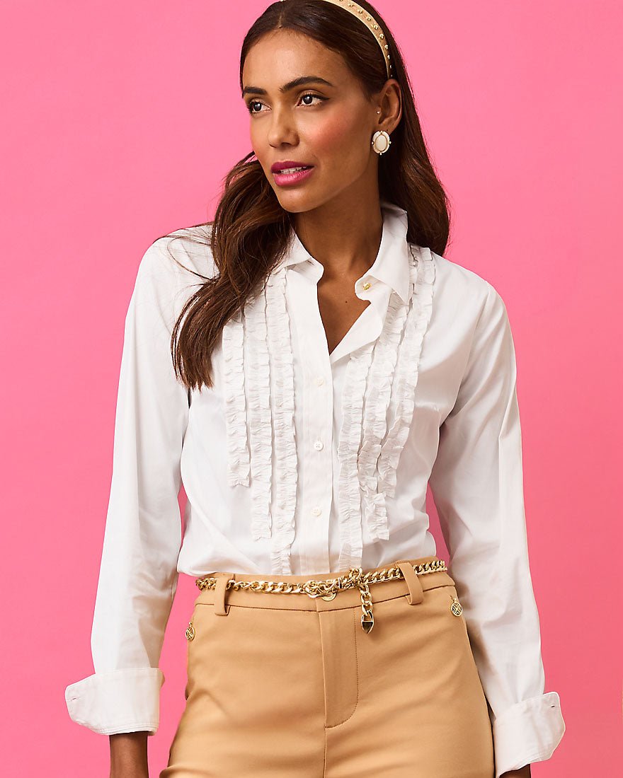 Lilly Pulitzer - The Fitted Lilly Tuxedo Shirt - Resort White