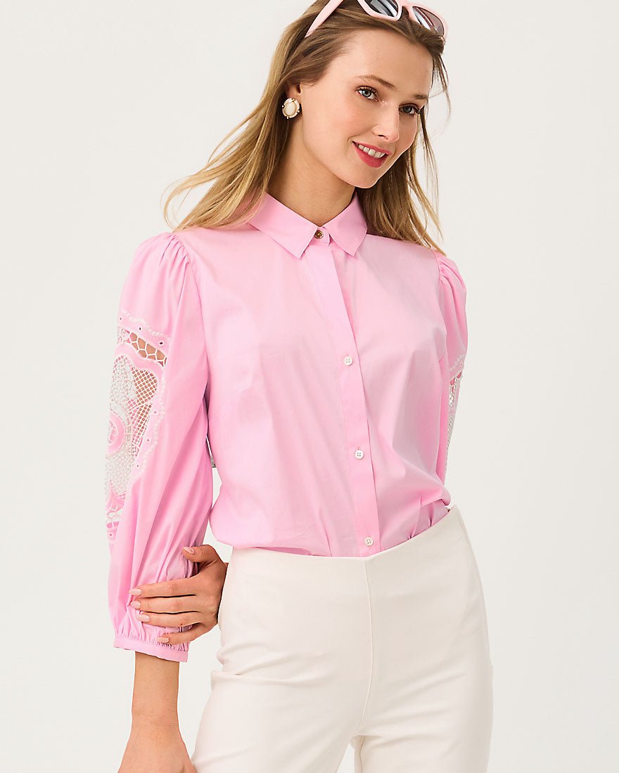 Lilly Pulitzer - The Flower Lace Lilly Shirt - Oleander Pink