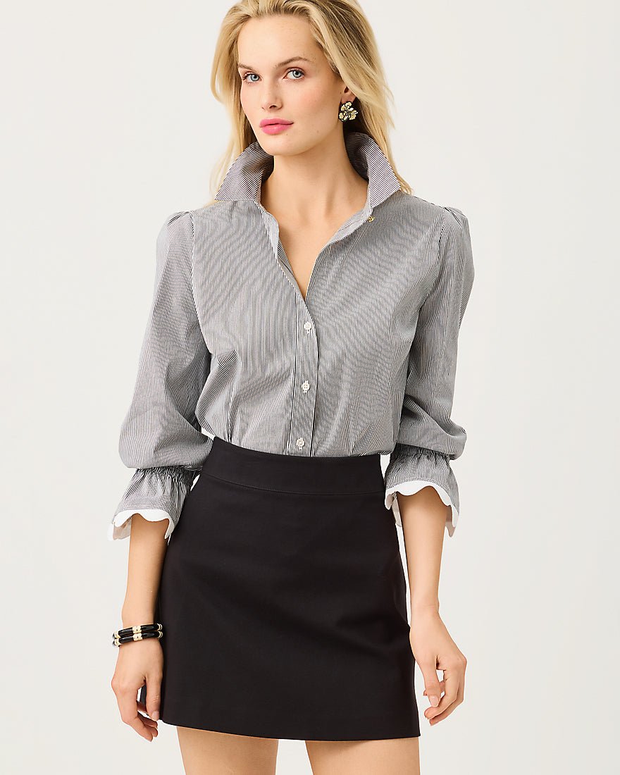 Lilly Pulitzer - The Ricrac Lilly Shirt - Noir Mirror Shirting Stripe