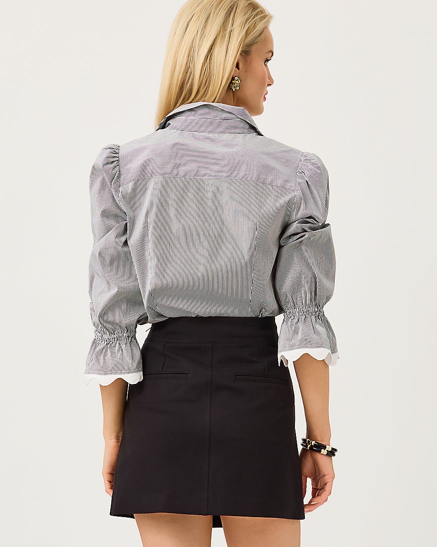 Lilly Pulitzer - The Ricrac Lilly Shirt - Noir Mirror Shirting Stripe