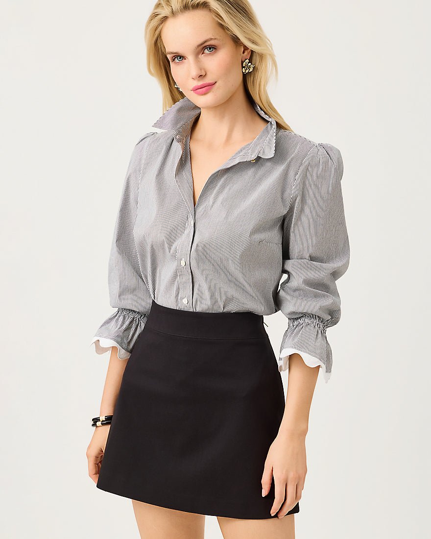 Lilly Pulitzer - The Ricrac Lilly Shirt - Noir Mirror Shirting Stripe