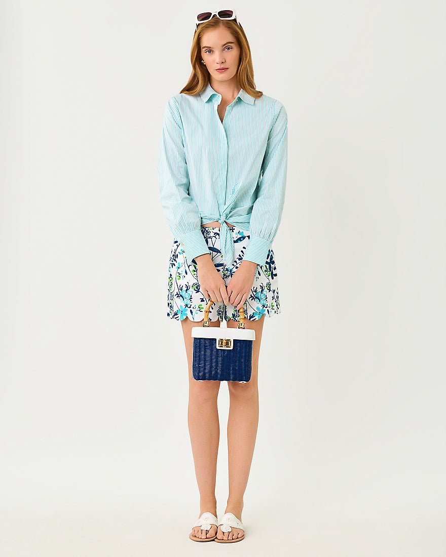 Lilly Pulitzer - The Tie Lilly Shirt - Capri Blue Shadow Shirting Stripe