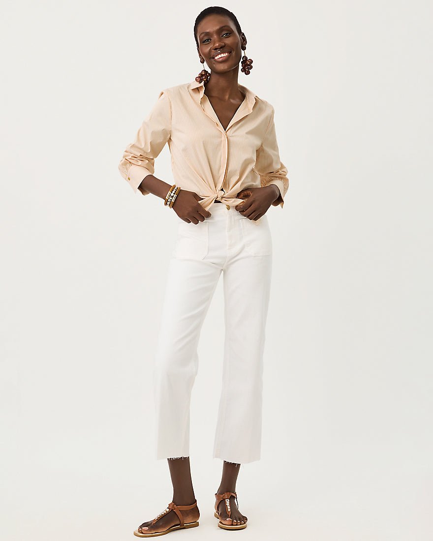 Lilly Pulitzer - The Tie Lilly Shirt - Iced Latte Mirror Shirting Stripe