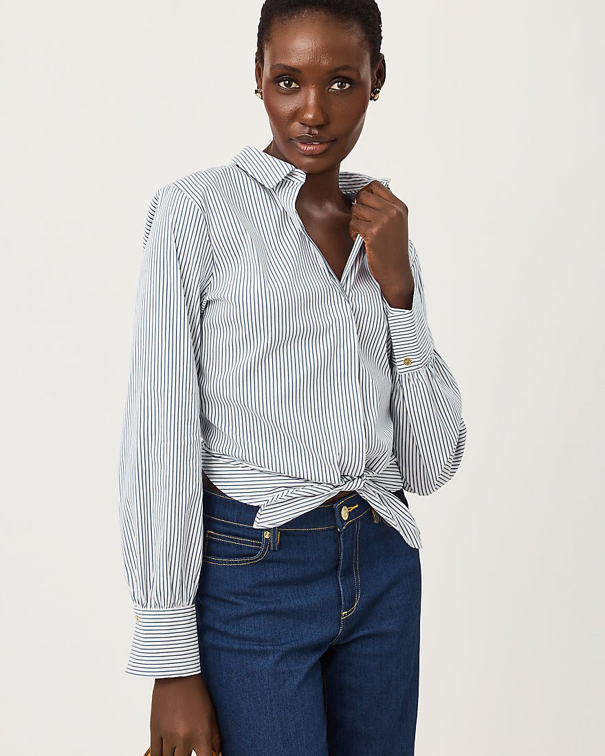 Lilly Pulitzer - The Tie Lilly Shirt - Low Tide Navy Shadow Shirting Stripe