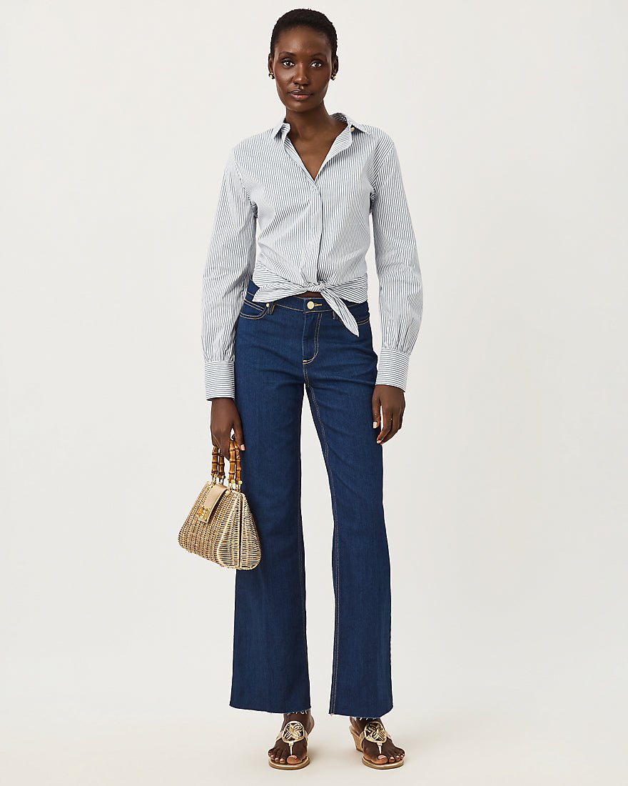 Lilly Pulitzer - The Tie Lilly Shirt - Low Tide Navy Shadow Shirting Stripe