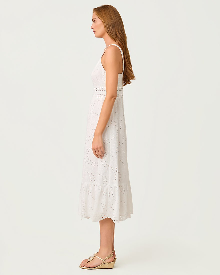 Lilly Pulitzer - Tiah Midi Dress - Resort White Dancing Daisies Eyelet