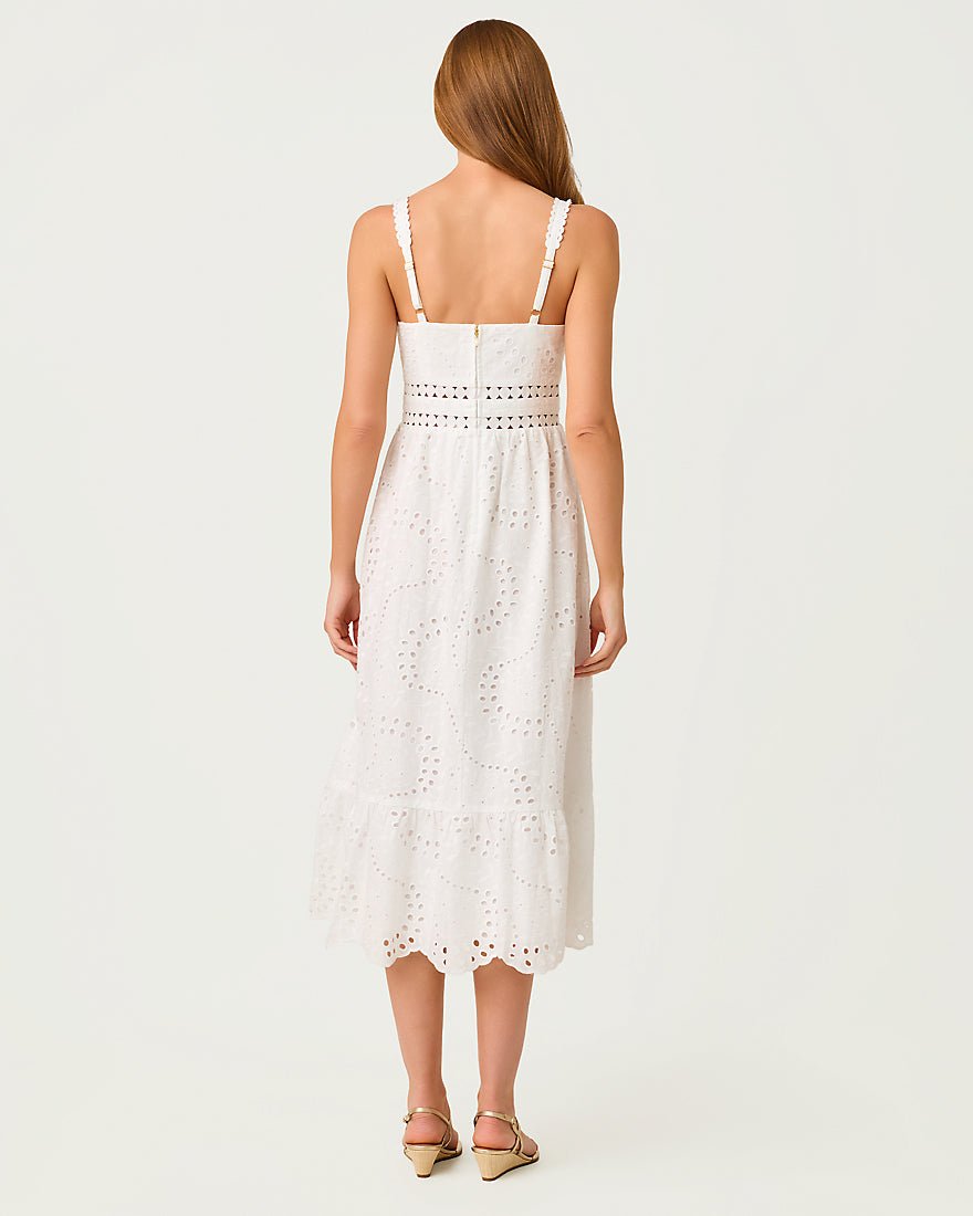 Lilly Pulitzer - Tiah Midi Dress - Resort White Dancing Daisies Eyelet