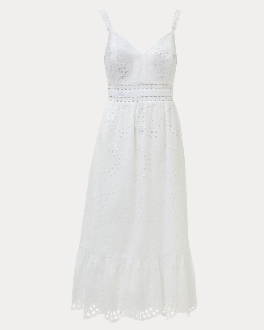 Lilly Pulitzer - Tiah Midi Dress - Resort White Dancing Daisies Eyelet