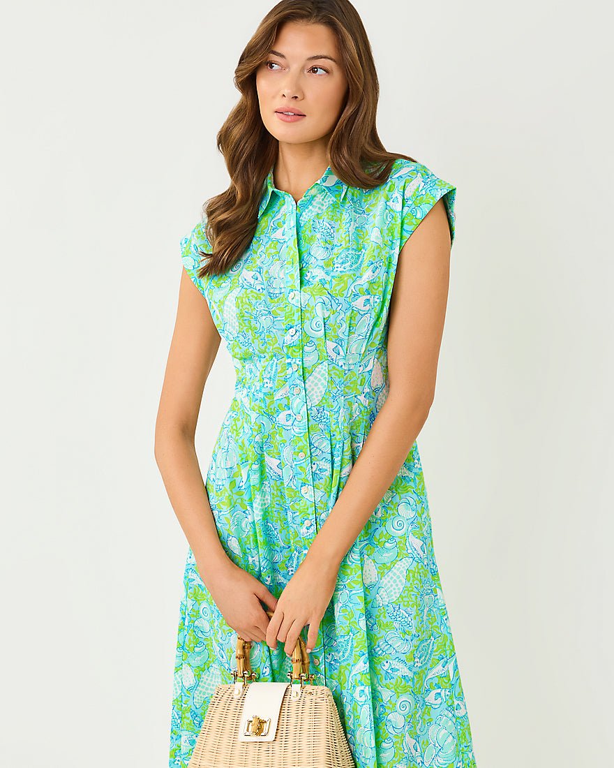 Lilly Pulitzer - Tonya Midi Shirtdress - Day Dream Blue Throw Me A Line