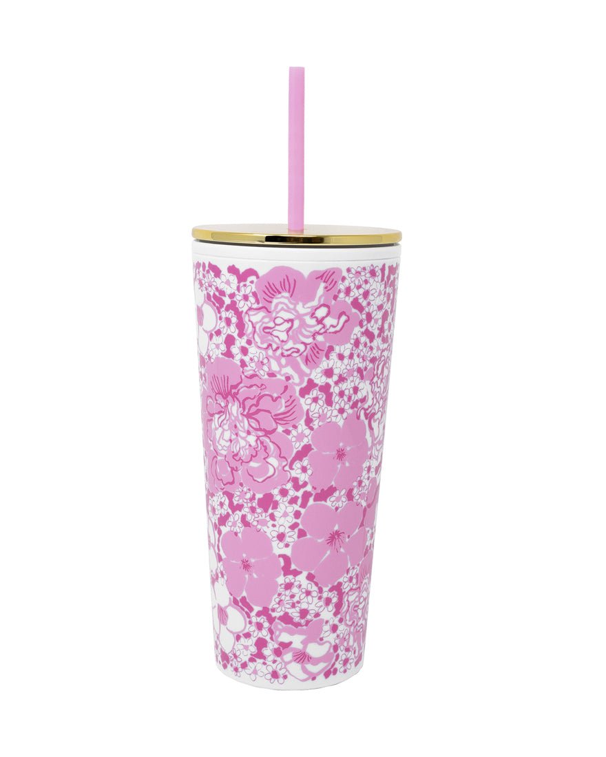 Lilly Pulitzer - Tumbler with Straw - Conch Shell Pink Burst of Joy