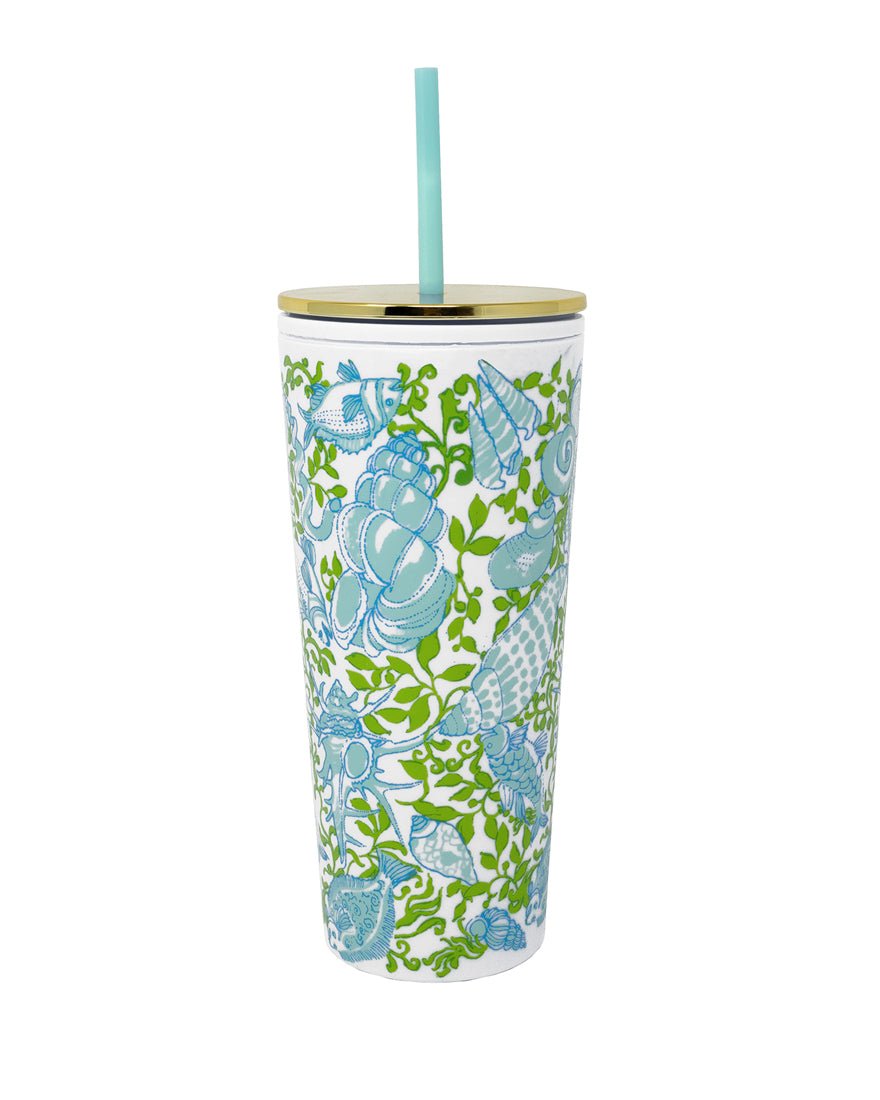 Lilly Pulitzer - Tumbler with Straw - Day Dream Blue Throw Me a Line
