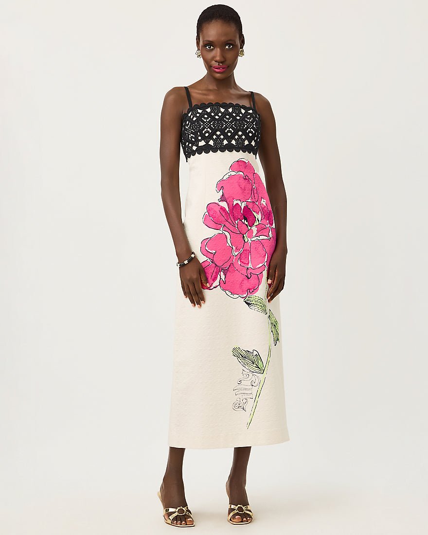 Lilly Pulitzer - Vena Stretch Maxi Dress - Coconut Oversized Big Lillys