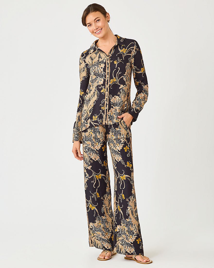 Lilly Pulitzer - Vianna High Rise Palazzo Pant - Onyx Striped Safari