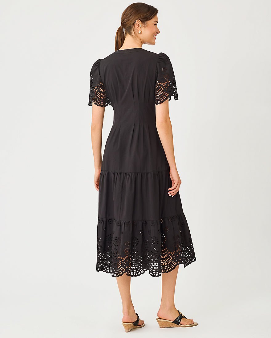 Lilly Pulitzer - Wayland Midi Dress - Noir Scalloped Eyelet Border Poplin
