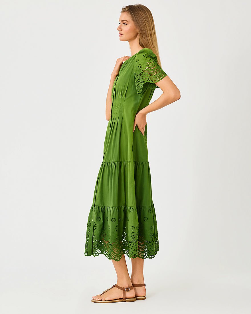 Lilly Pulitzer - Wayland Midi Dress - Oregano Scalloped Eyelet Border Poplin