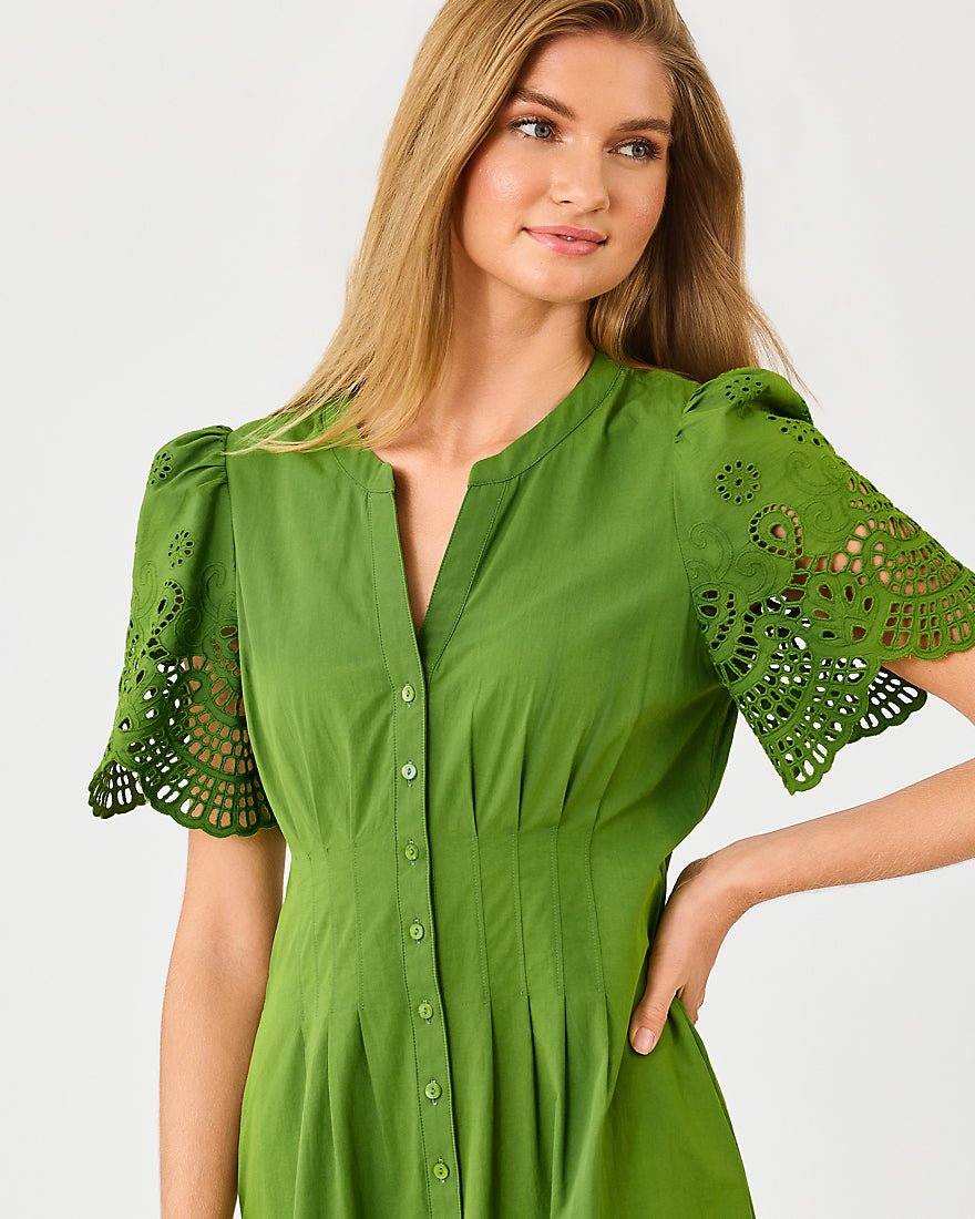 Lilly Pulitzer - Wayland Midi Dress - Oregano Scalloped Eyelet Border Poplin