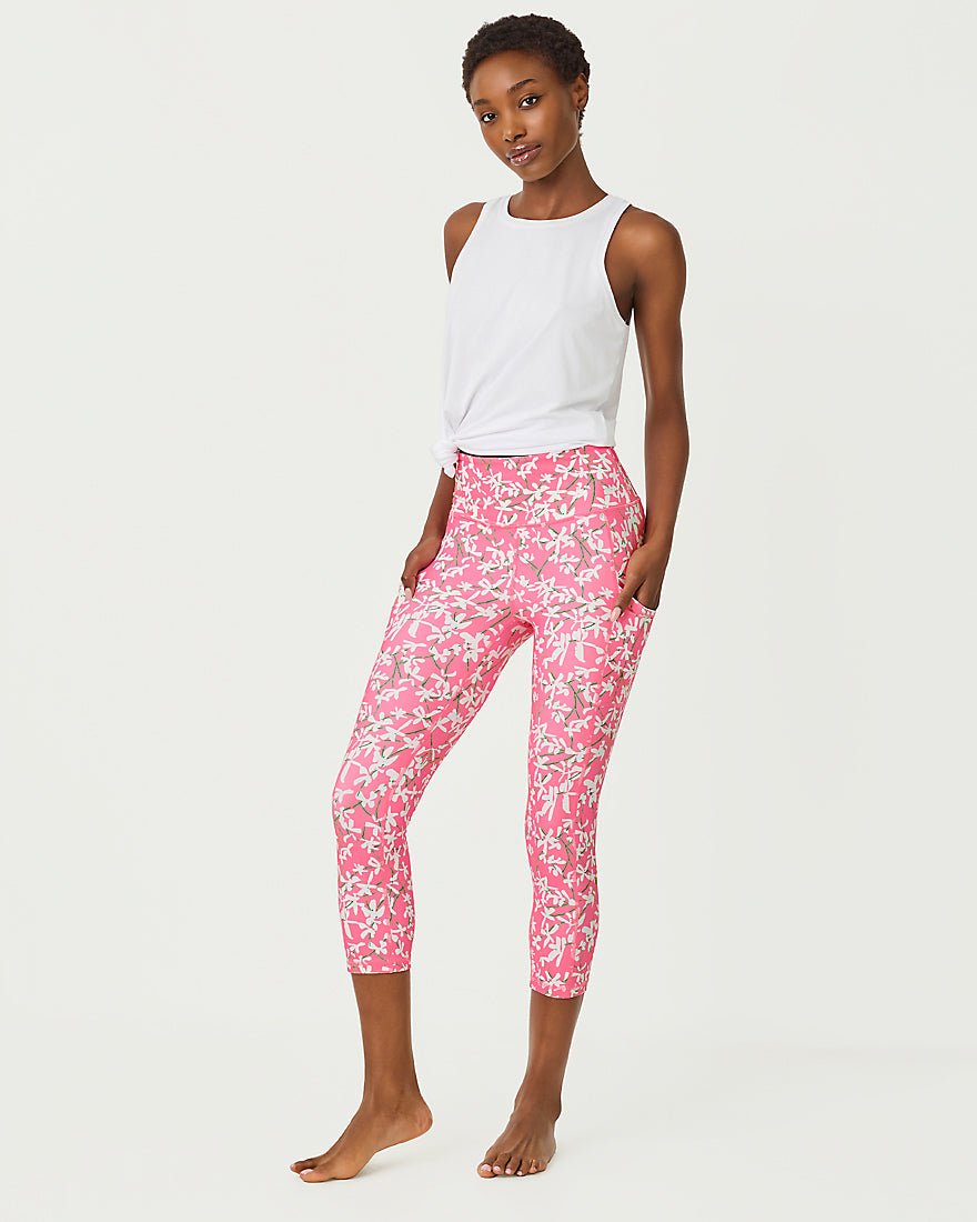 Lilly Pulitzer - Weekender High Rise Crop Legging Upf 50 Plus - Confetti Pink Crossgrain Lil Liza