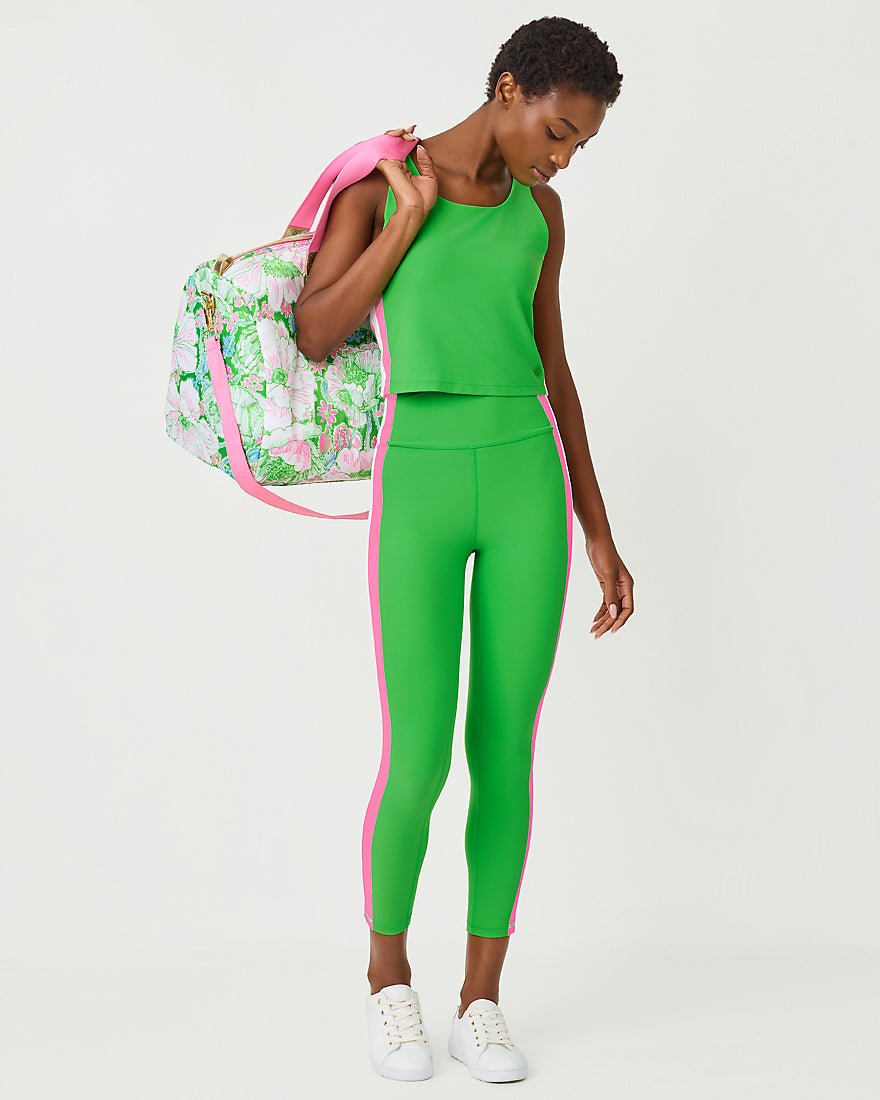Lilly Pulitzer - Weekender High Rise Midi Legging Upf 50 Plus - Putting Green Colorblock Stripe