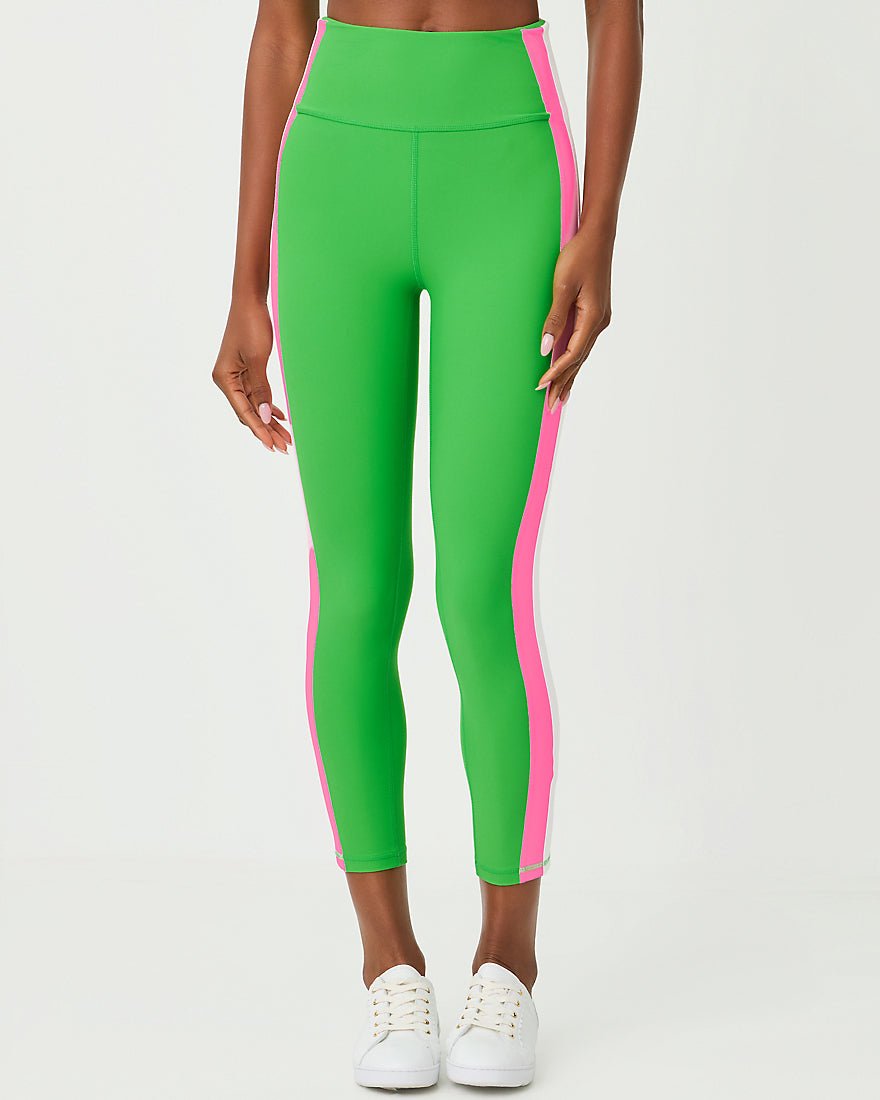 Lilly Pulitzer - Weekender High Rise Midi Legging Upf 50 Plus - Putting Green Colorblock Stripe