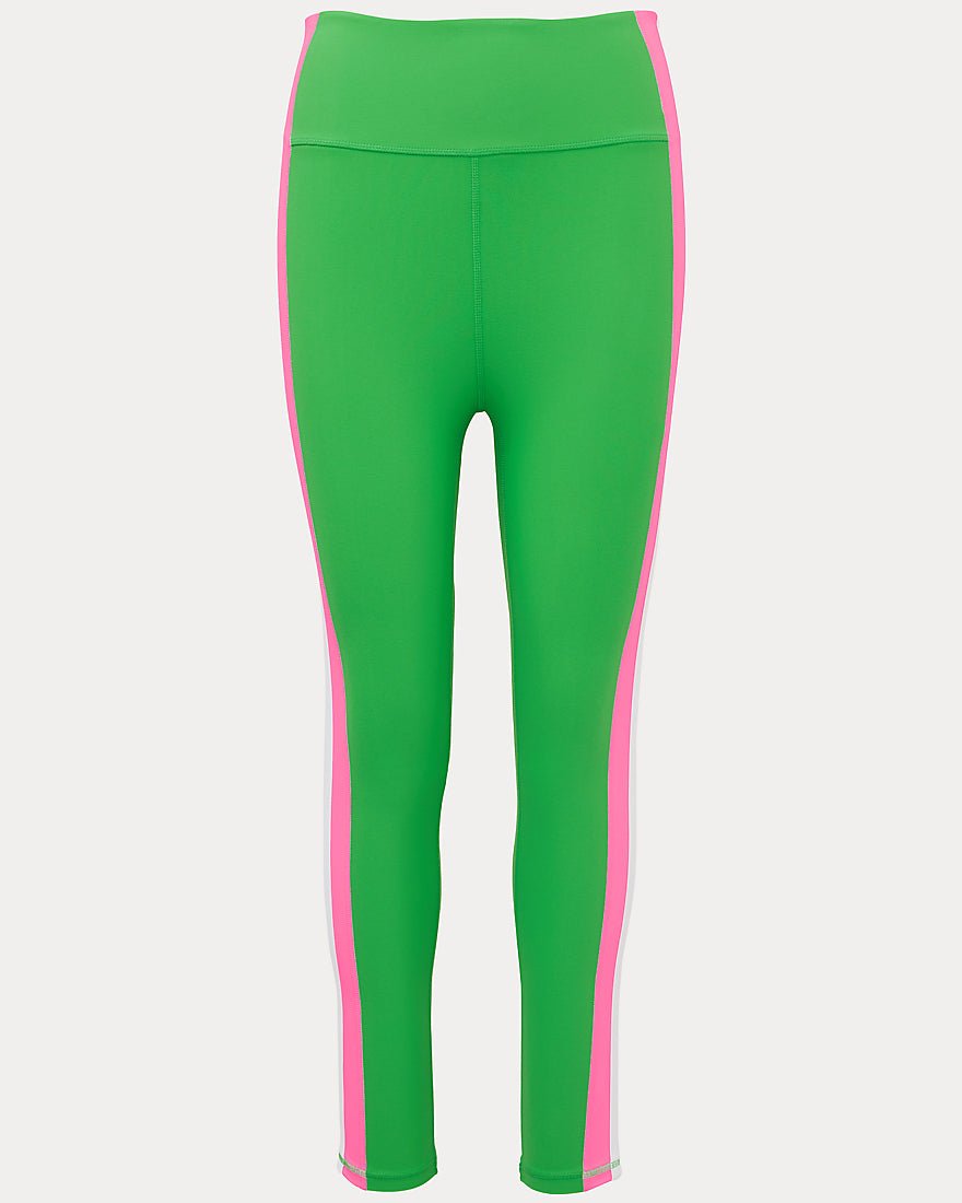 Lilly Pulitzer - Weekender High Rise Midi Legging Upf 50 Plus - Putting Green Colorblock Stripe