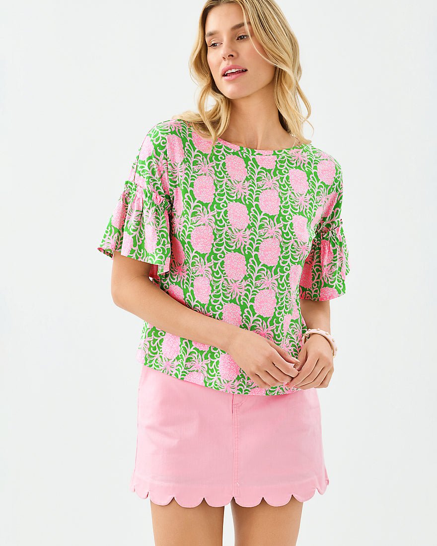 Lilly Pulitzer - Ziva Top - Fauna Green Party Like A Pineapple
