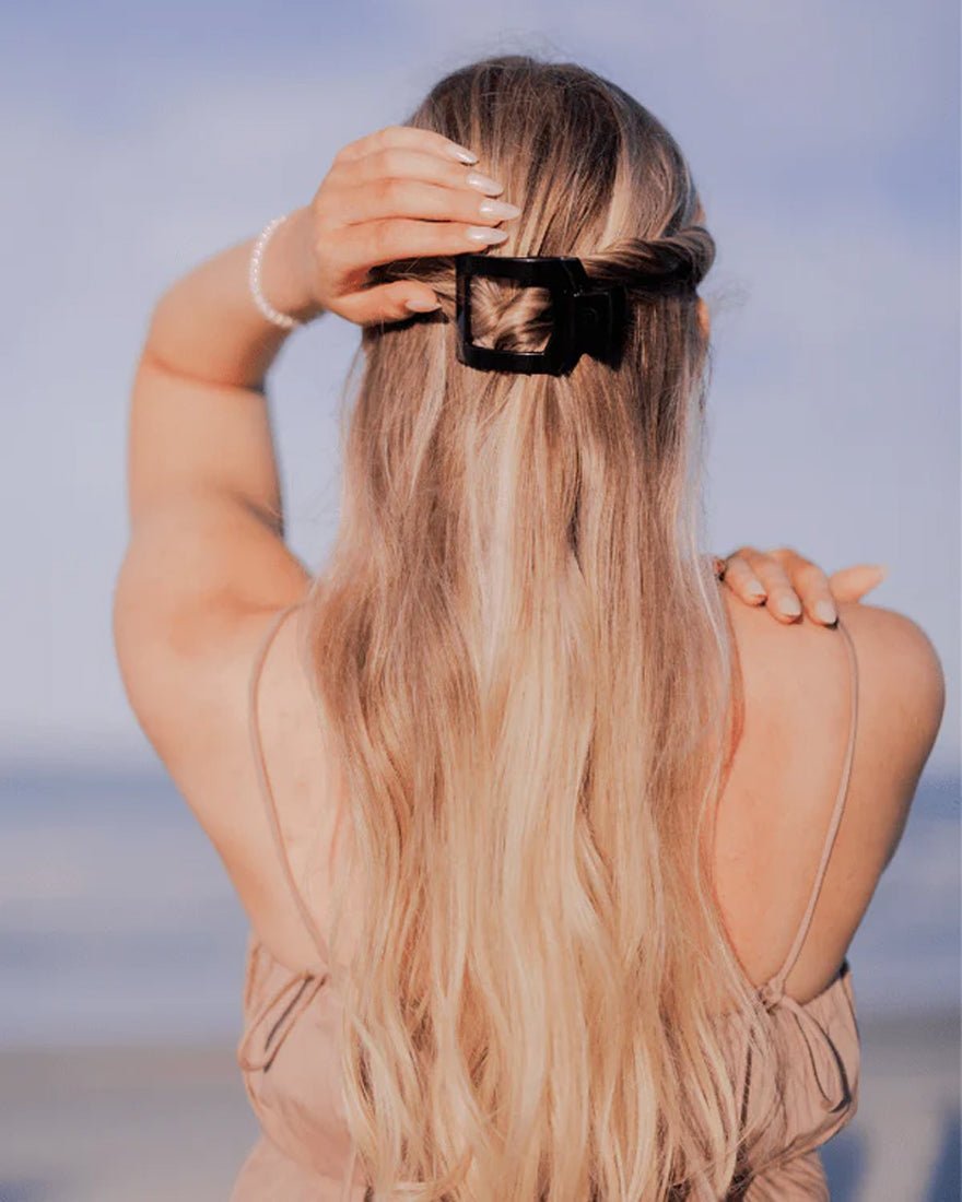 Teleties - Flat Square Hair Clips - Jet Black