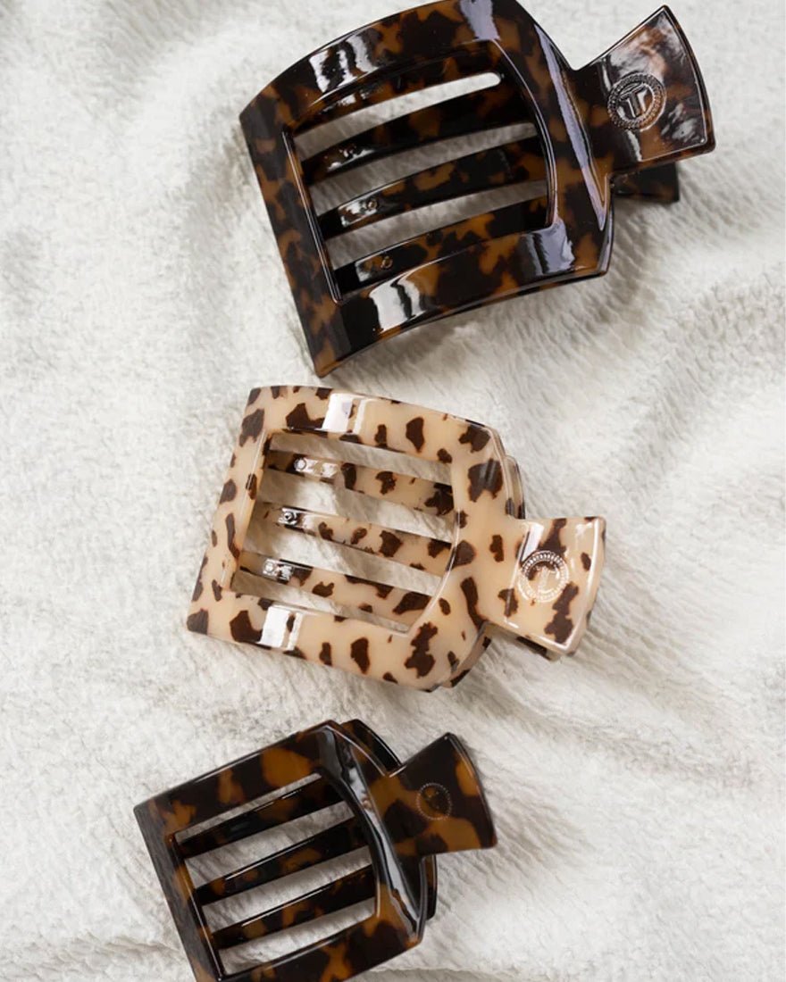 Teleties - Flat Square Hair Clips - Jet Black