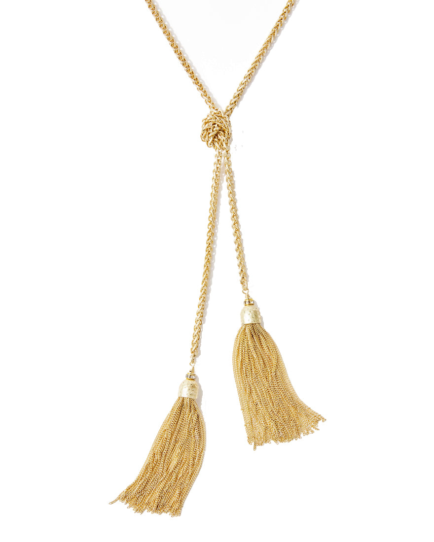 Belle Tassel Necklace - Gold Metallic - 3